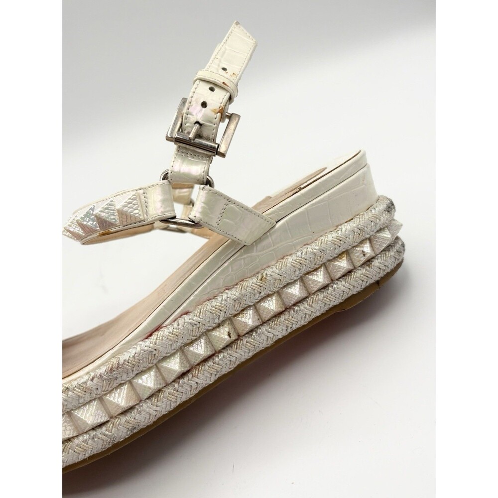 Christian Louboutin White Iridescent Platform Sandals Cataclou 60 Size EU 38 - Picture 9 of 12